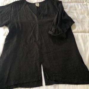 A-line Black Linen Tunic